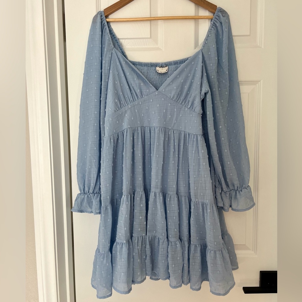 Arula Long Sleeve Tiered Dot Dress